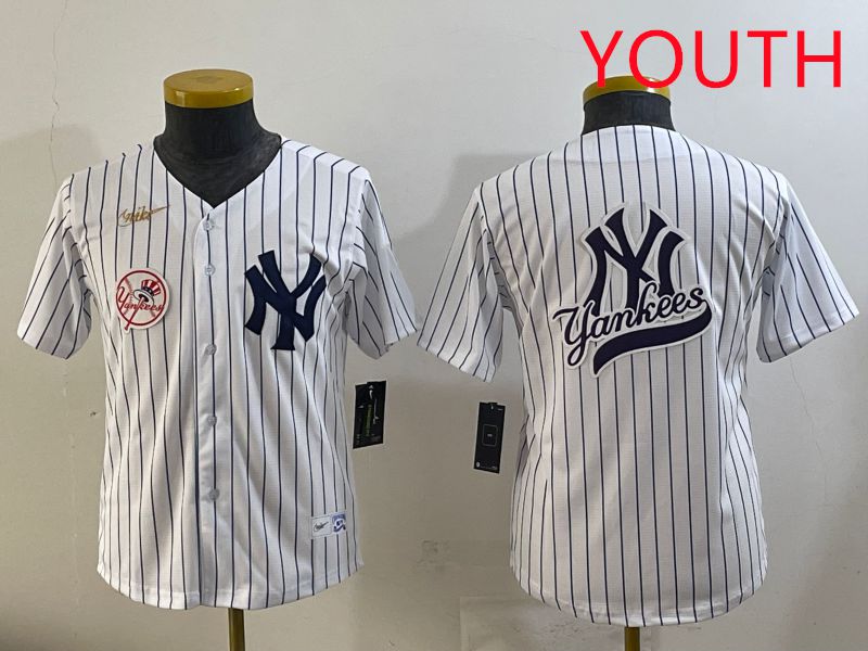 Youth 2025 New York Yankees Blank White Stripe Throwback Nike MLB Jersey style 4
